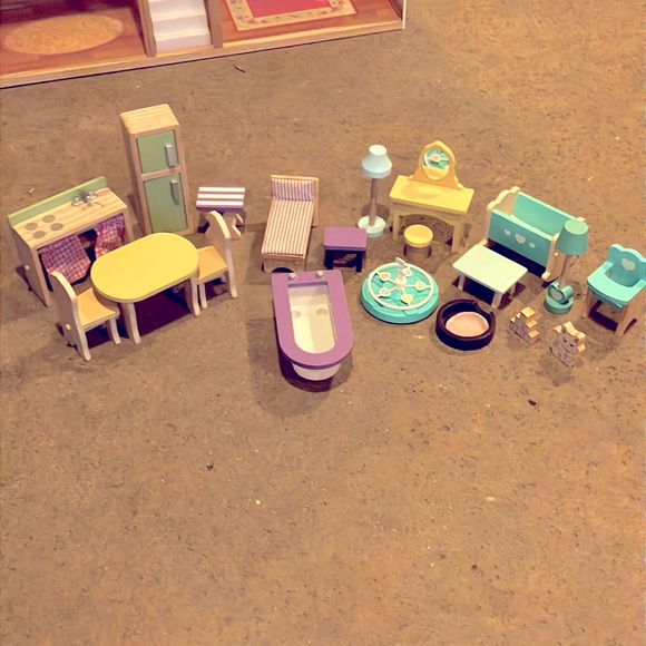 Toys 2 Piece Wooden Dollhouse Furniture Bundle Poshmark